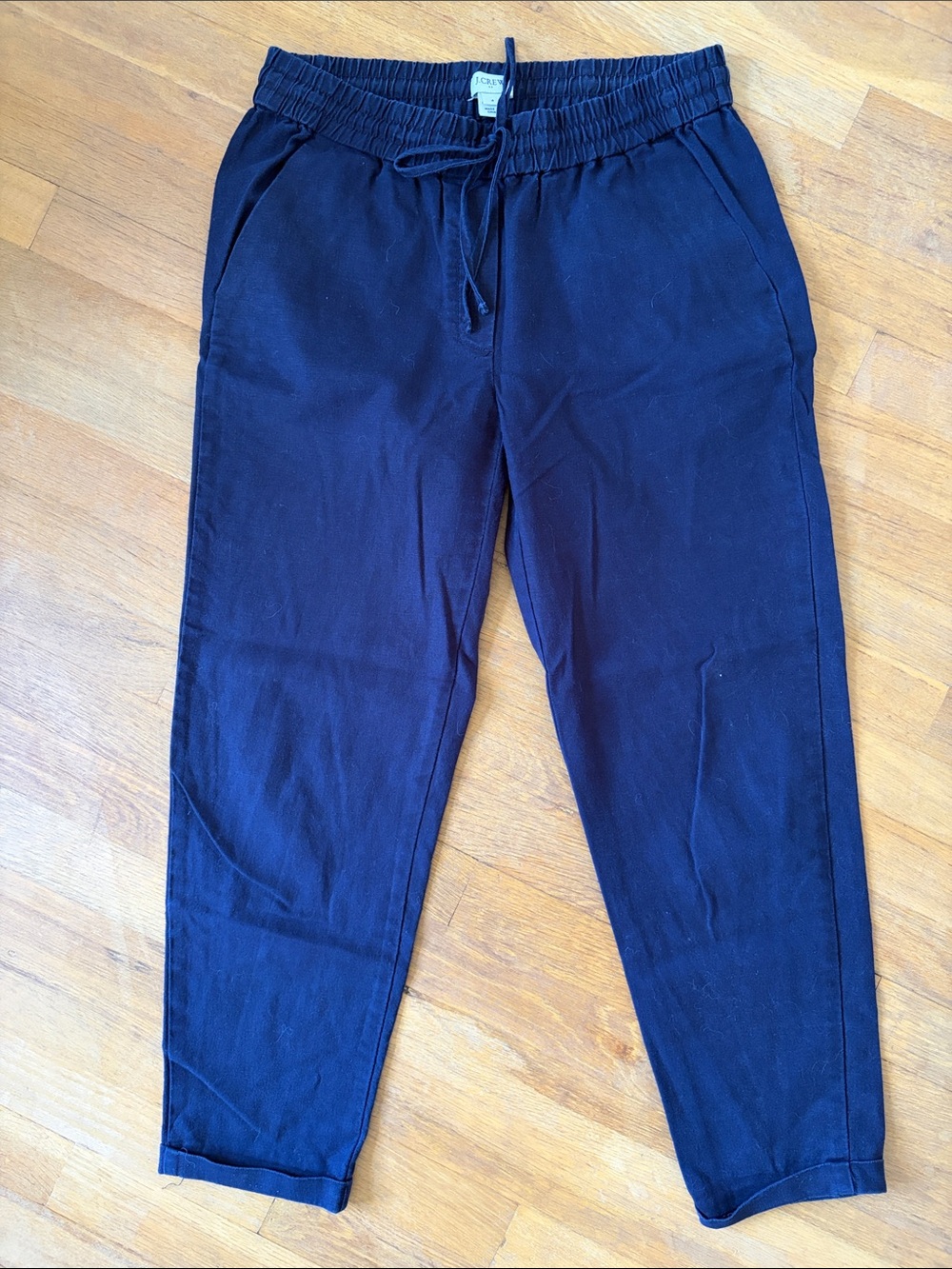J. Crew Navy Linen / Cotton blend ankle pants